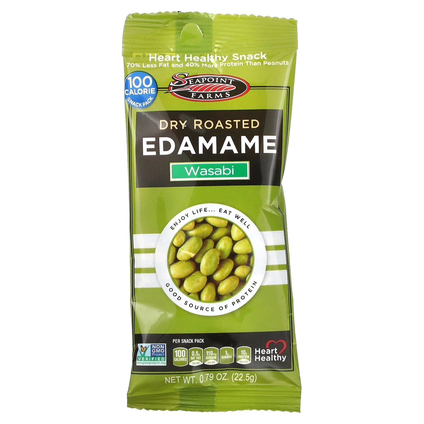 Seapoint Farms, Dry Roasted Edamame, Wasabi, 8 Snack Packs, 0.79 oz (22.5 g) Each