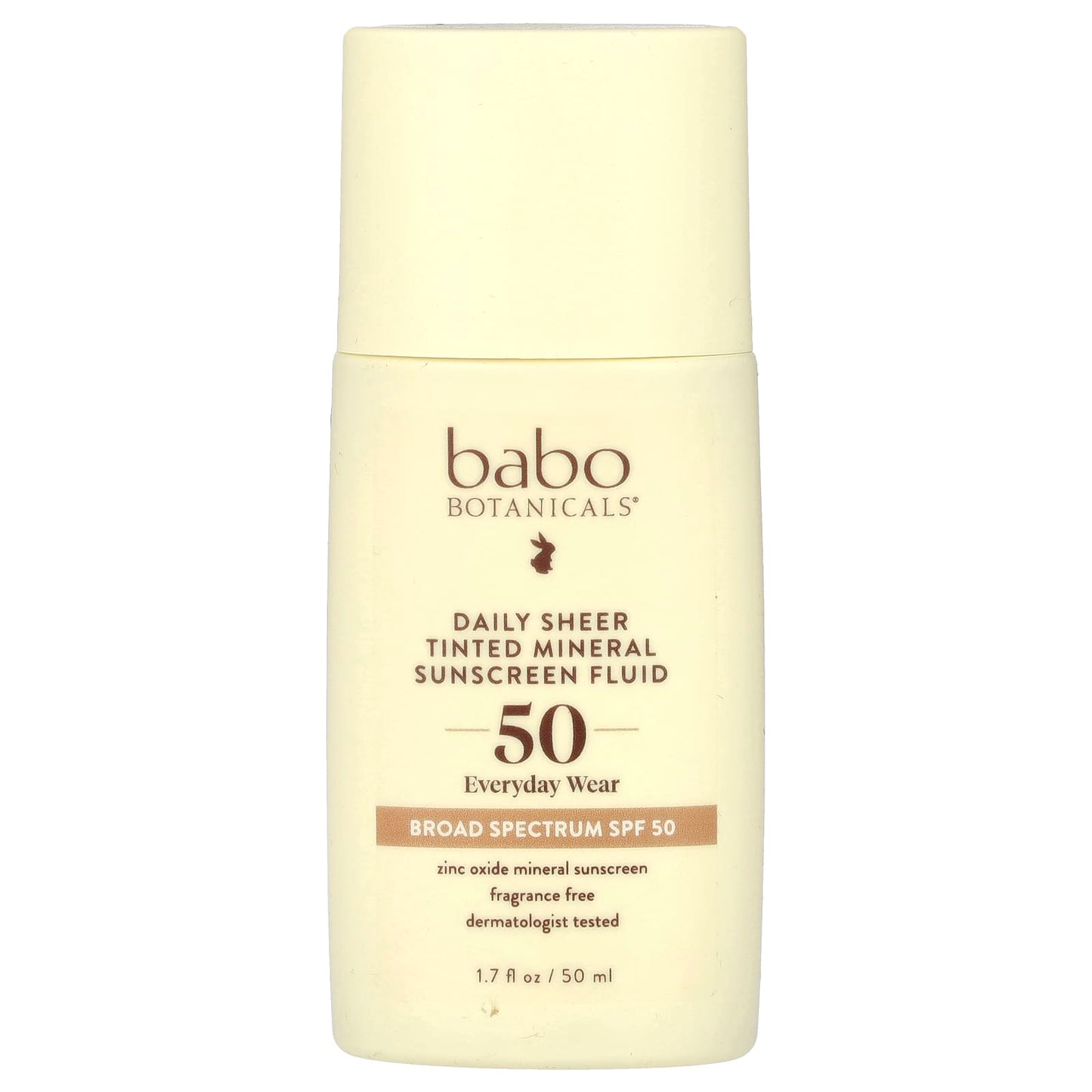 Babo Botanicals-Daily Sheer Tinted Mineral Sunscreen Fluid-SPF 50-Fragrance Free-1.7 fl oz (50 ml)