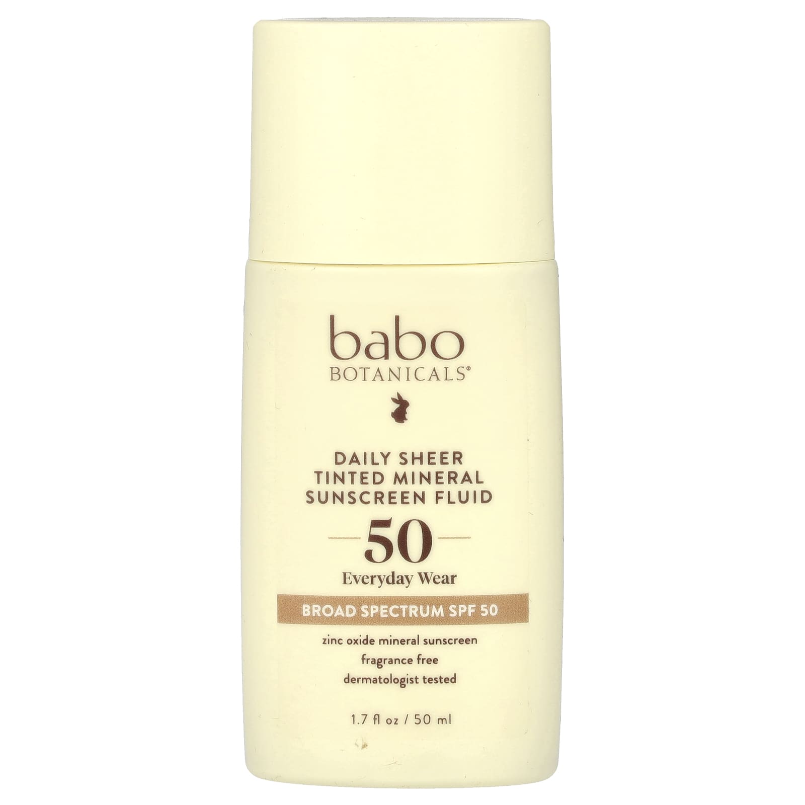 Babo Botanicals-Daily Sheer Tinted Mineral Sunscreen Fluid-SPF 50-Fragrance Free-1.7 fl oz (50 ml)