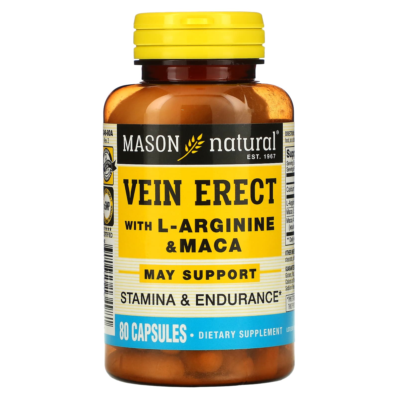 Mason Natural-Vein Erect with L-Arginine & Maca-80 Capsules