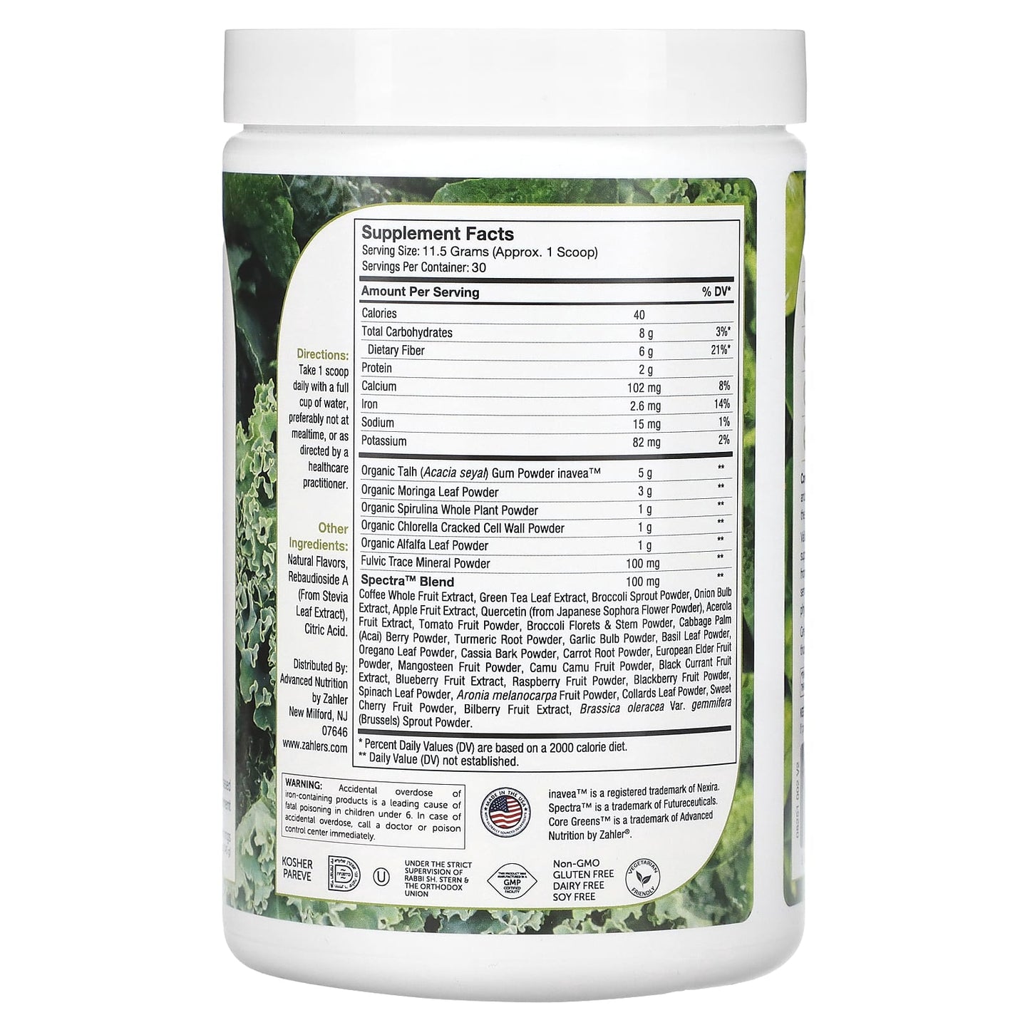 Zahler, Core Greens,  Advanced Plant-Based Superfood, Spearmint, 12.2 oz (345 g)