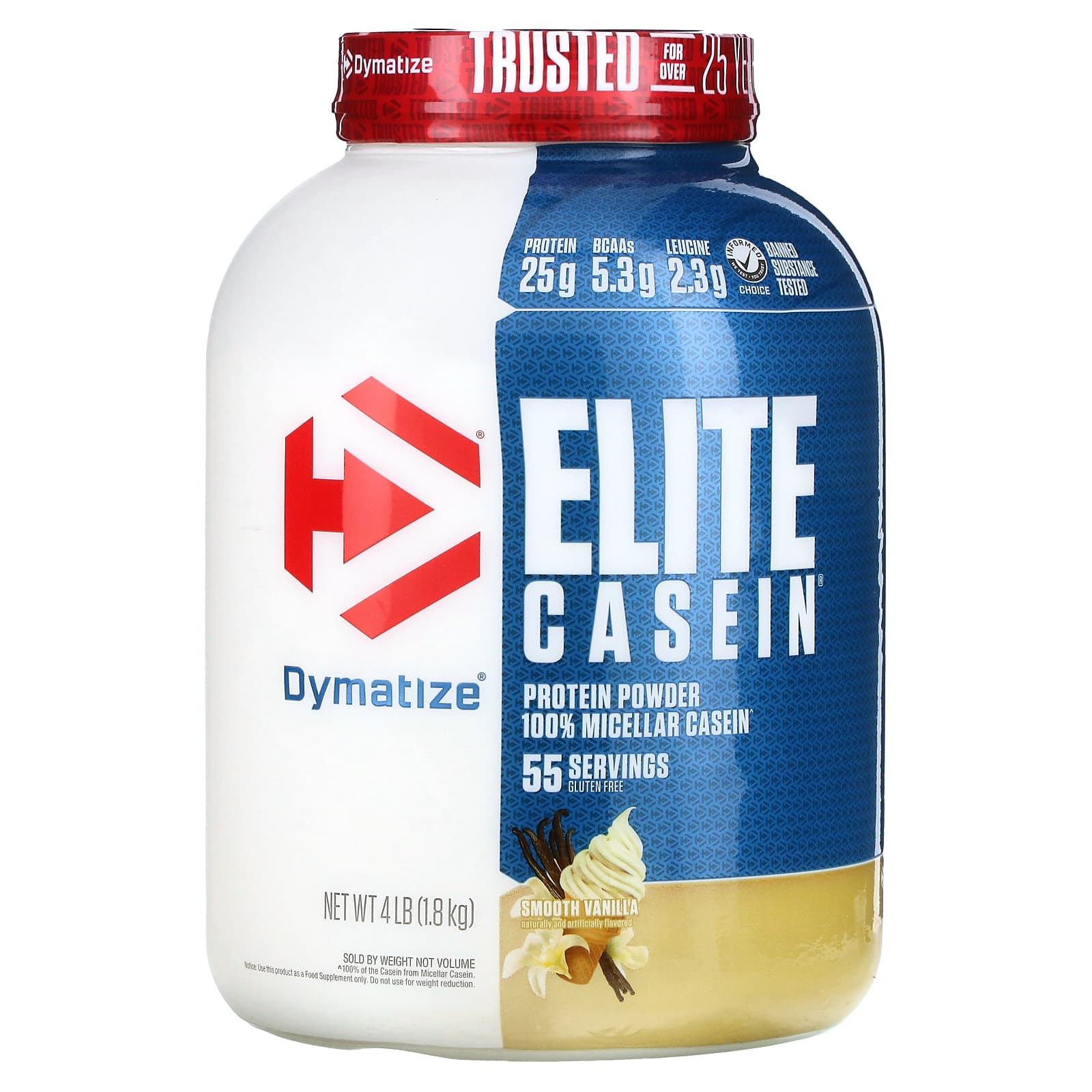 Dymatize-Elite Casein-Smooth Vanilla-4 lb (1.8 kg)