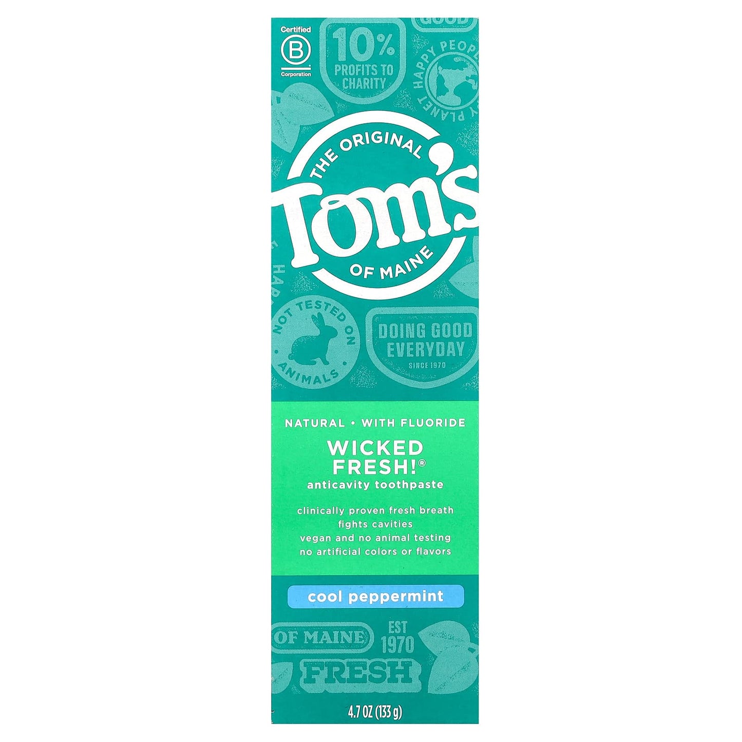 Tom's of Maine, Wicked Fresh!, Natural Anticavity Toothpaste with Fluoride, Cool Peppermint, 4.7 oz (133 g)