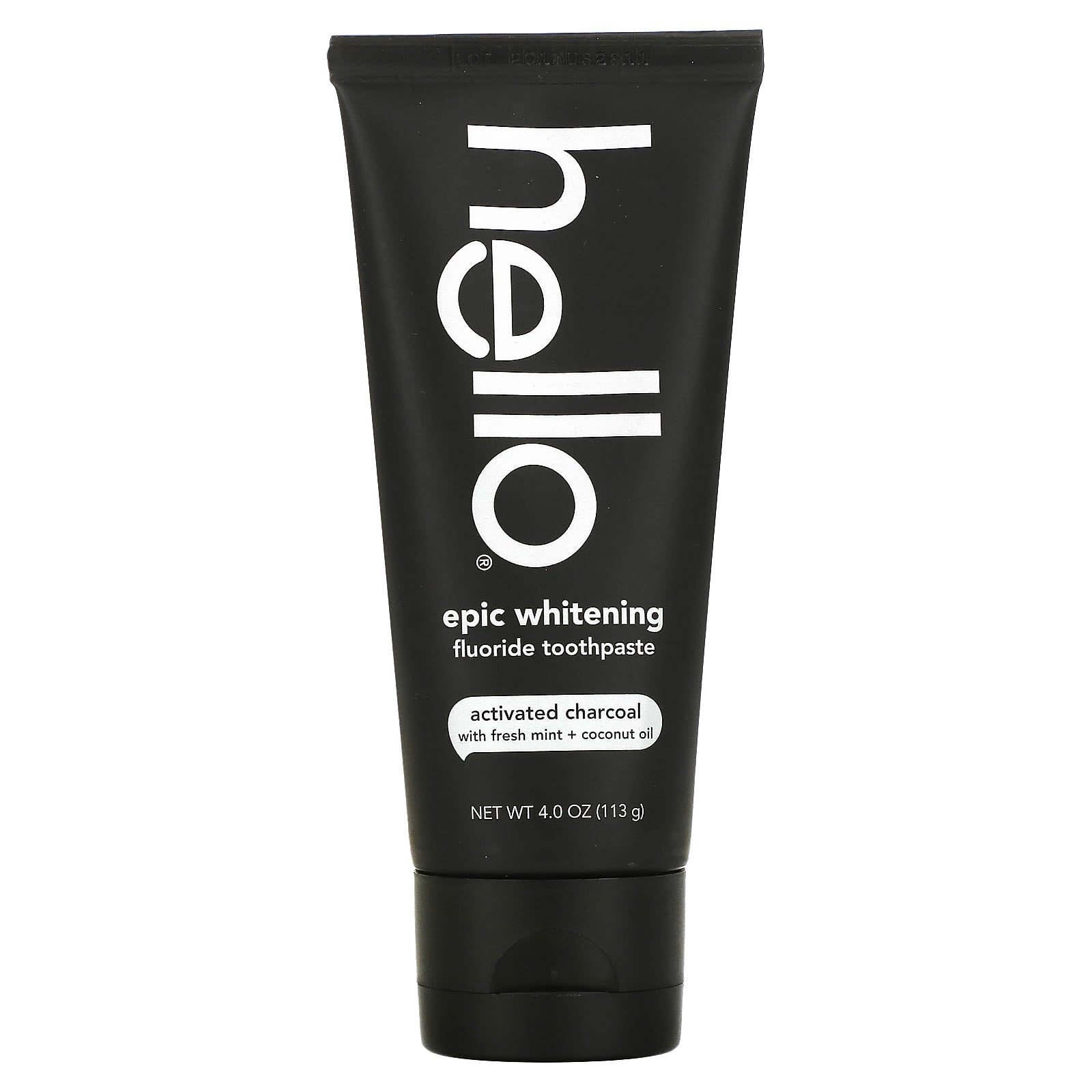 Hello-Activated Charcoal Epic Whitening Fluoride Toothpaste-Fresh Mint + Coconut Oil-4 oz (113 g)