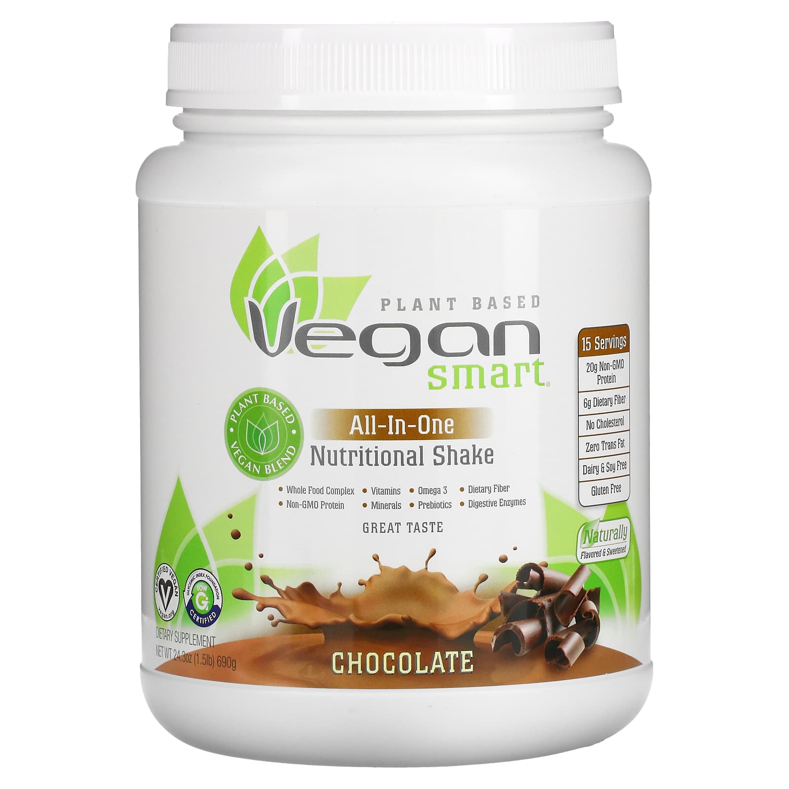 VeganSmart-All-In-One Nutritional Shake-Chocolate-1.51 lb (690 g)