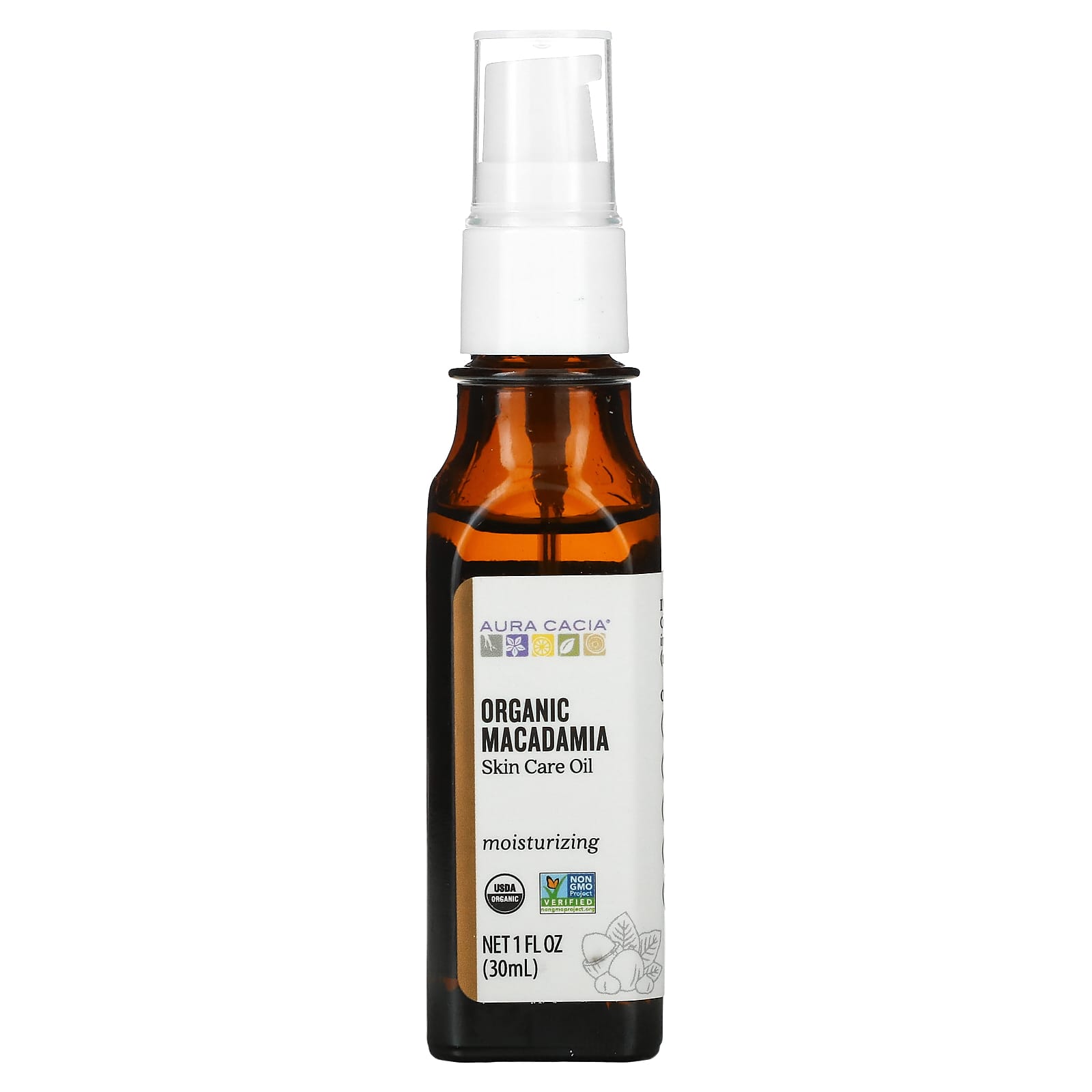 Aura Cacia-Skin Care Oil- Organic Macadamia-1 fl oz (30 ml)