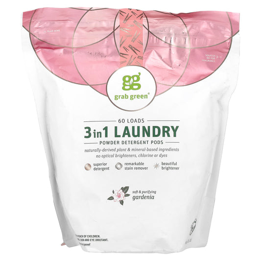 Grab Green-3-in-1 Laundry Detergent Pods-Gardenia-60 Loads-2 lbs 2 oz (960 g)