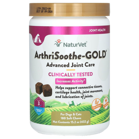 NaturVet-ArthriSoothe-GOLD-Advanced Joint Care-For Dogs & Cats-Level 3-180 Soft Chews-15.2 oz (432 g)