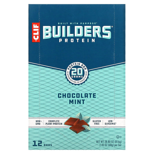 Clif Bar-Builder's Protein Bar-Chocolate Mint-12 Bars-2.40 oz (68 g) Each