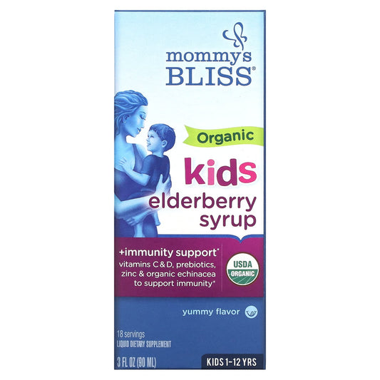 Mommy's Bliss-Kids-1-12 Yrs-Organic Elderberry Syrup + Immunity Boost-3 fl oz (90 ml)