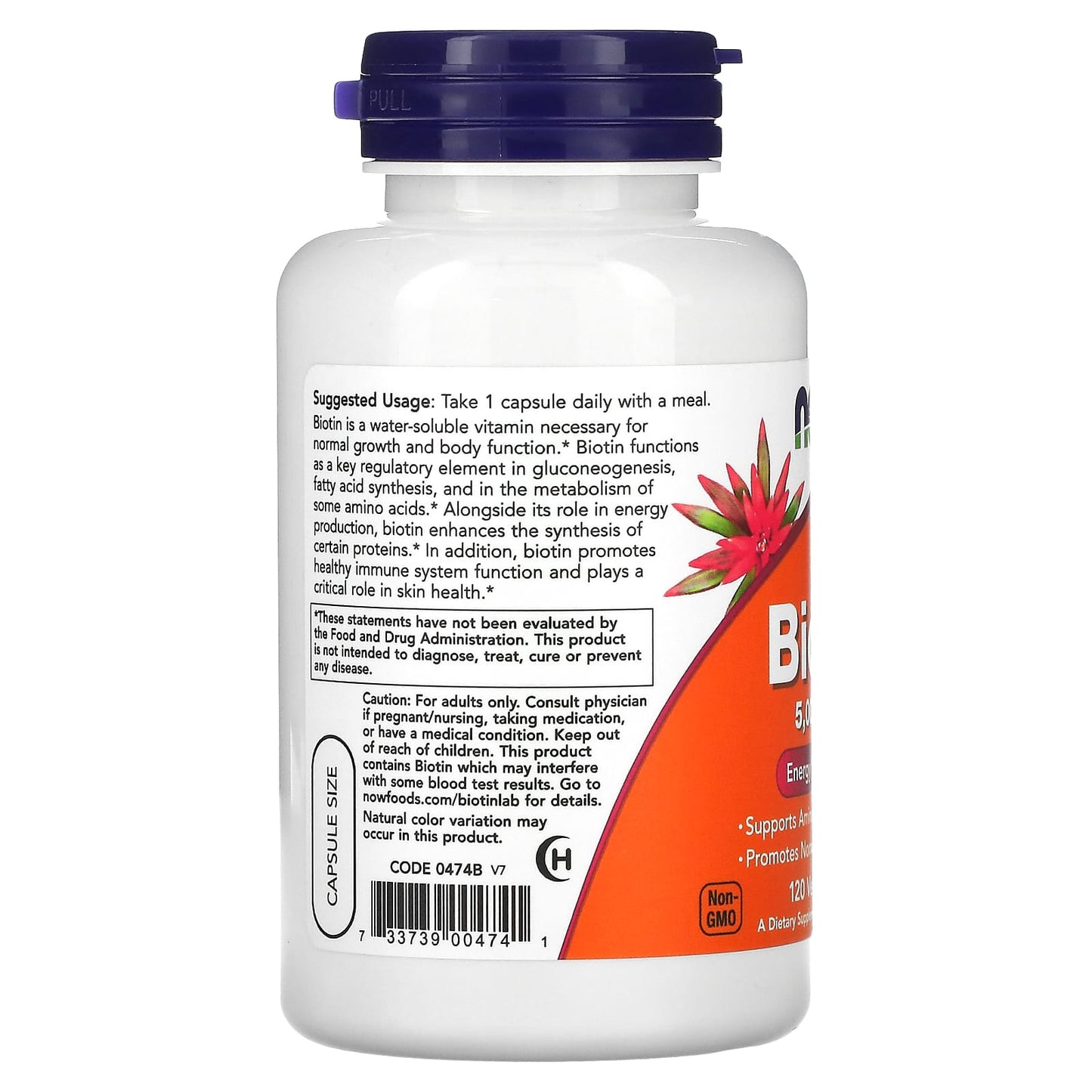 NOW Foods, Biotin, 5,000 mcg, 120 Veg Capsules