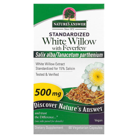 Nature's Answer-White Willow with Feverfew-500 mg-60 Vegetarian Capsules