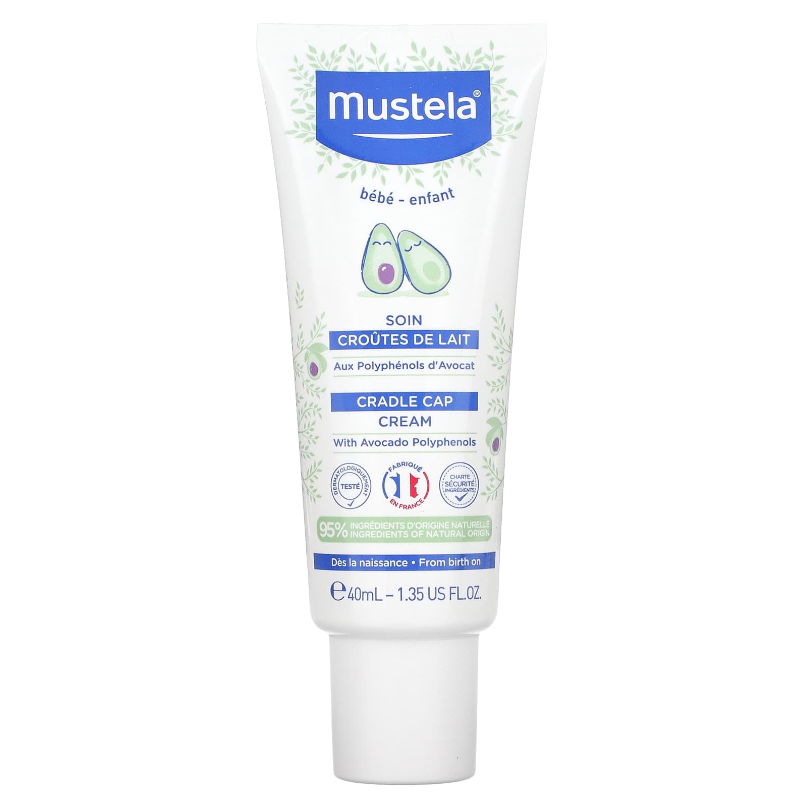 Mustela-Cradle Cap Cream-Fragrance Free-1.35 fl oz (40 ml)