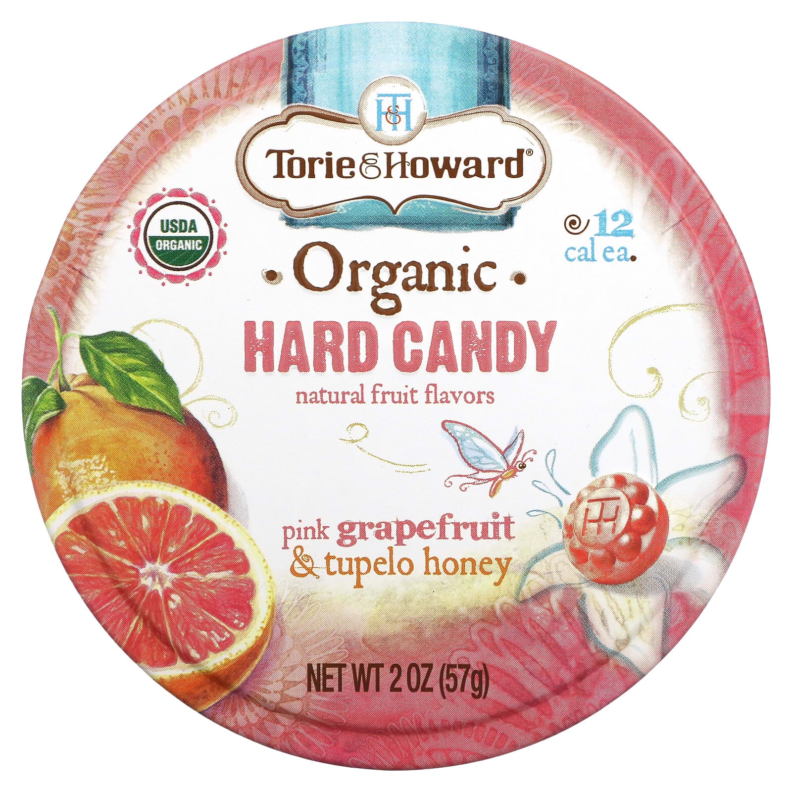 Torie & Howard-Organic Hard Candy-Pink Grapefruit & Tupelo Honey-2 oz (57 g)