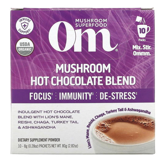 Om Mushrooms-Mushroom Hot Chocolate Blend-10 Packets-0.28 oz (8 g) Each