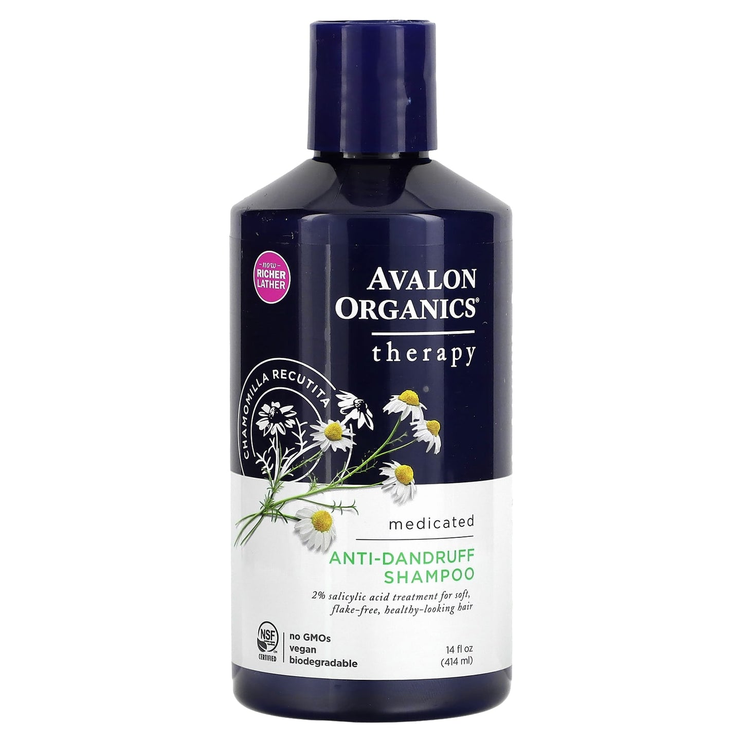 Avalon Organics-Therapy-Anti-Dandruff Shampoo-Chamomilla Recutita-14 fl oz (414 ml)