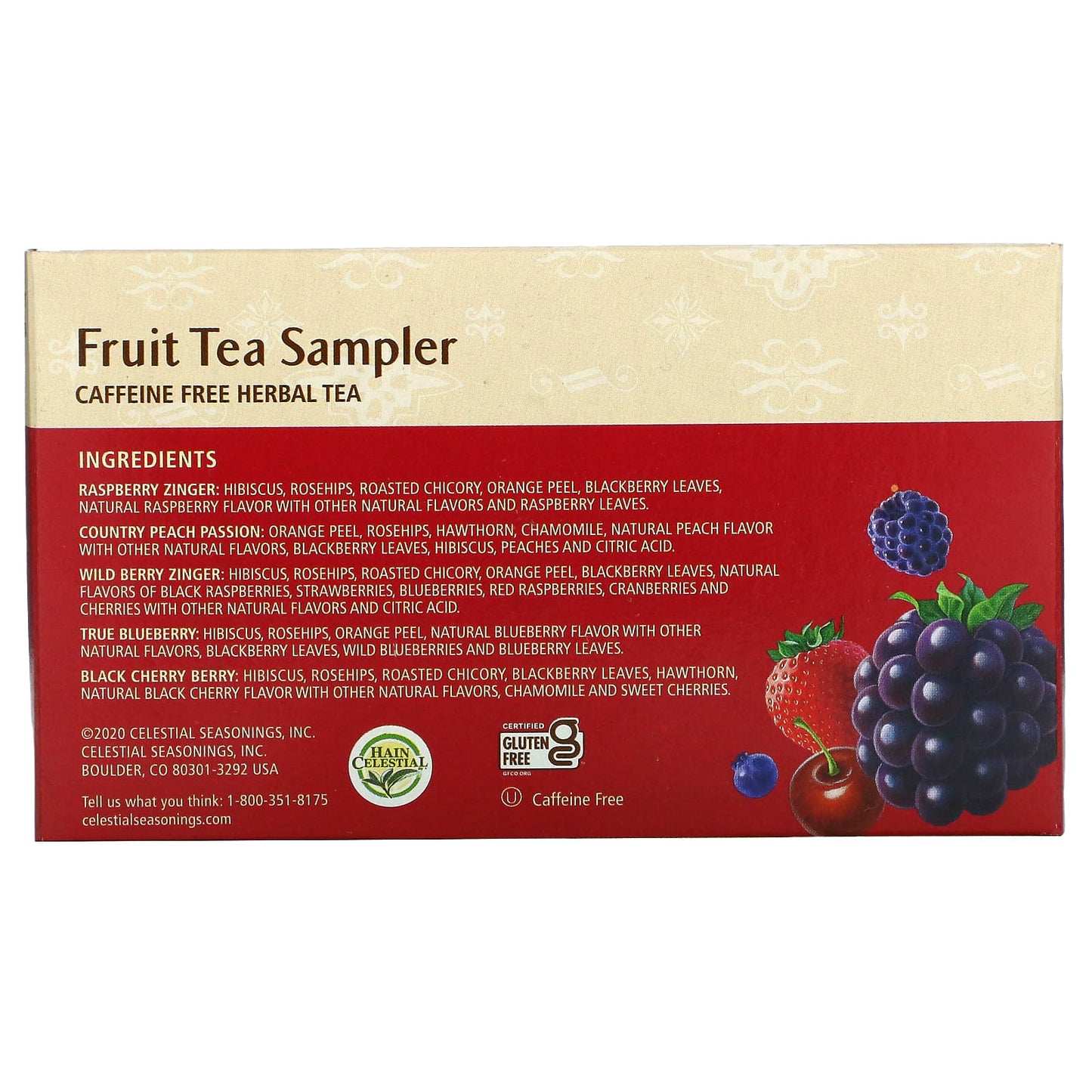 Celestial Seasonings, Fruit Tea Sampler, Caffeine Free, 5 Flavors, 18 Tea Bags, 1.4 oz (40 g)