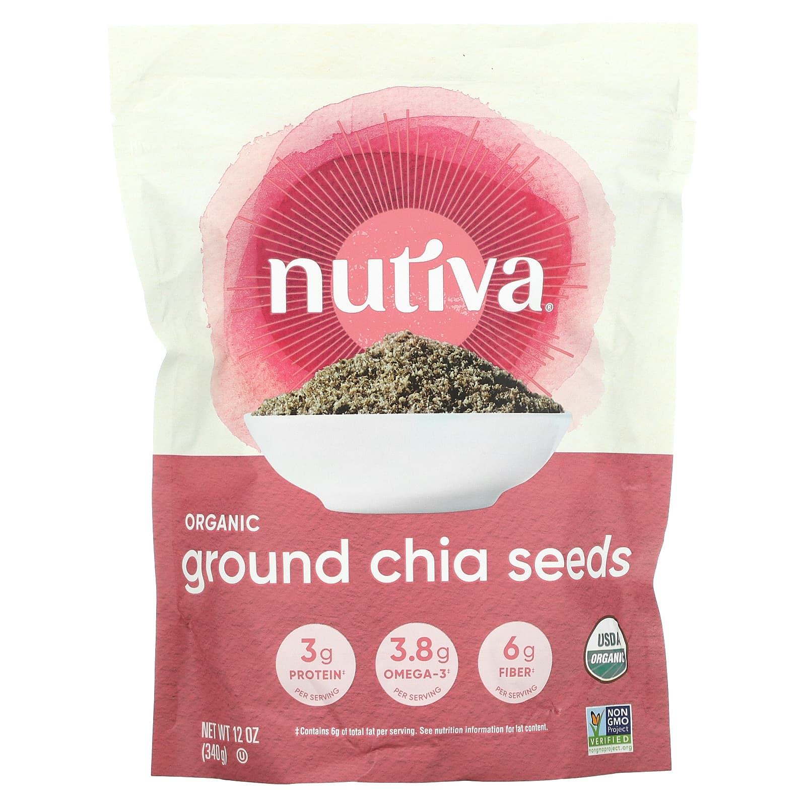 Nutiva-Organic Ground Chia Seeds-12 oz (340 g)