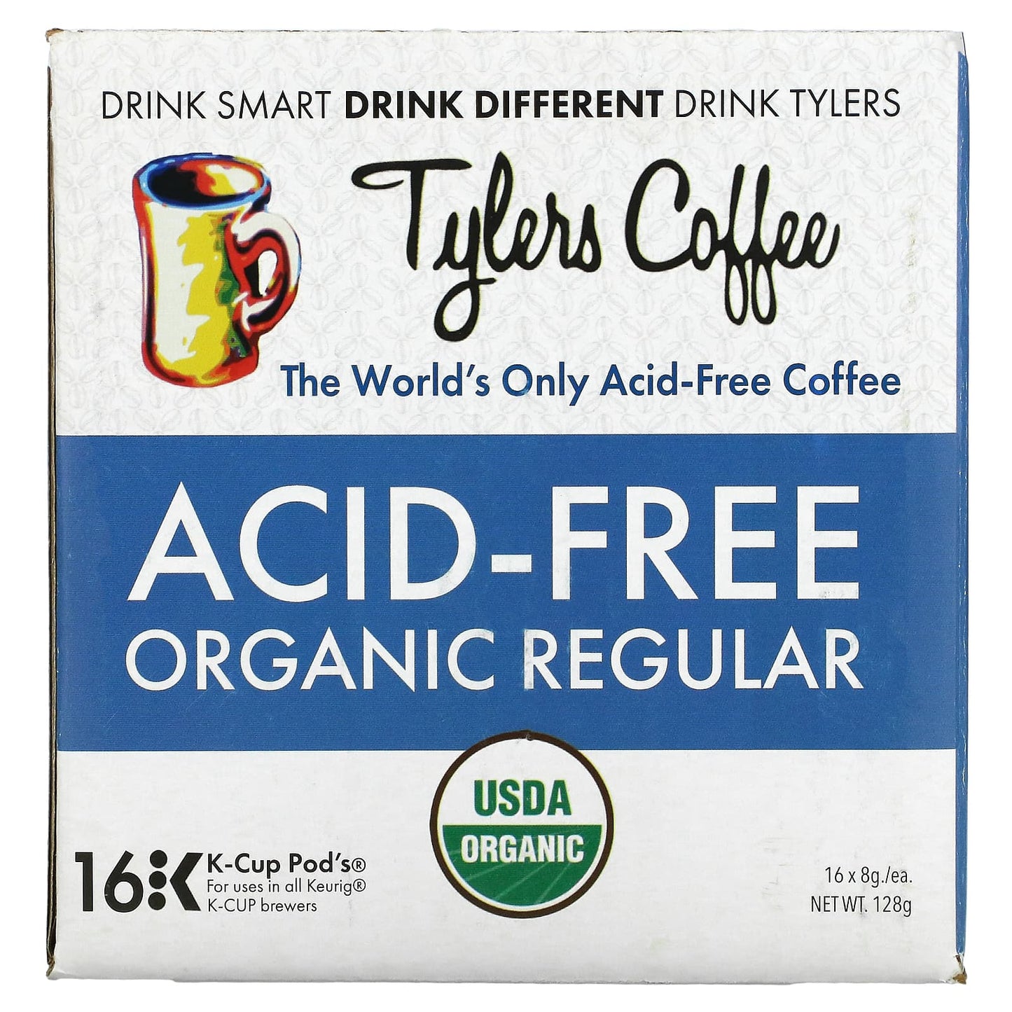 Tylers Coffees-Organic Coffee-Regular-Acid-Free-16 K-Cup Pods-(8 g) Each