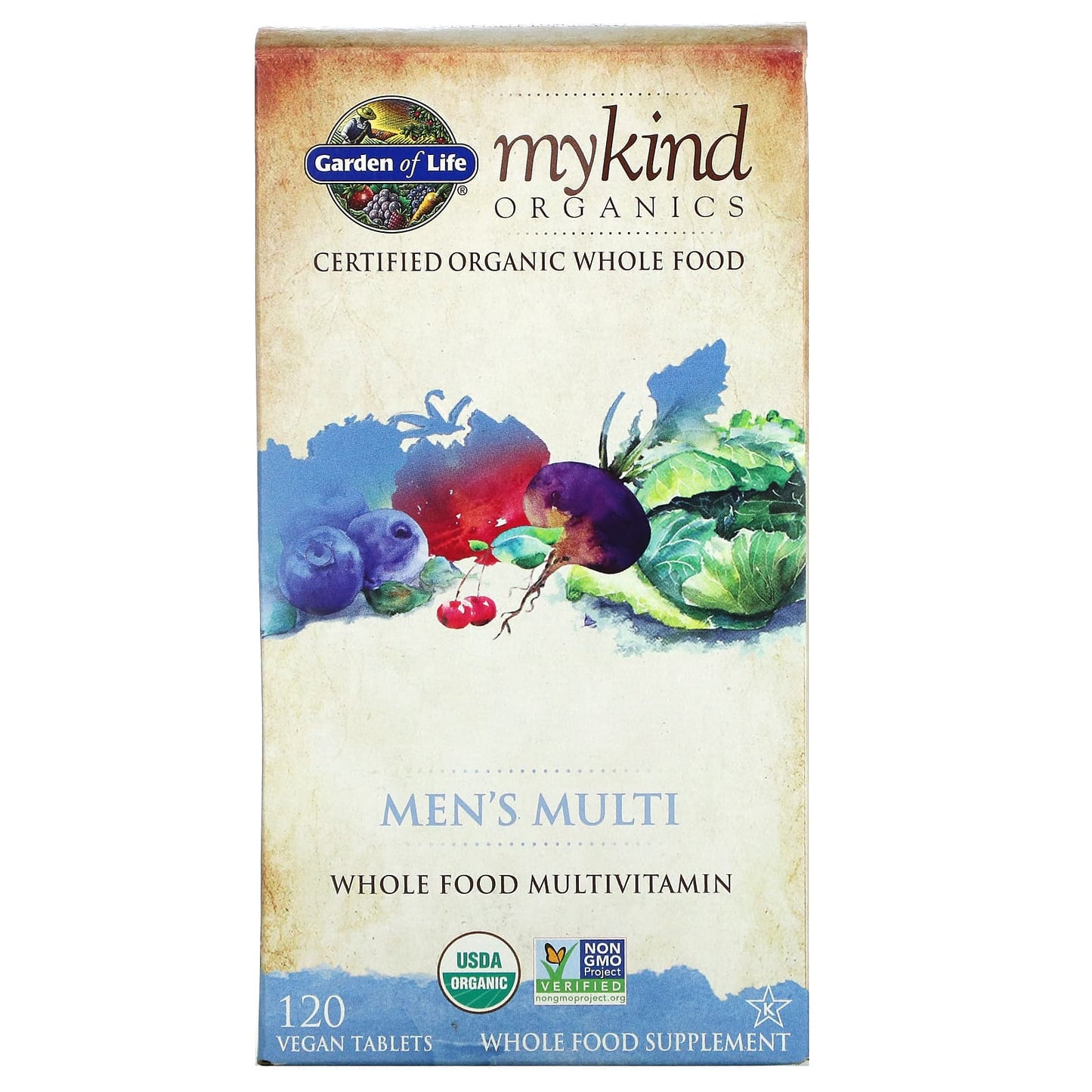 Garden of Life-MyKind Organics-Men's Multi-120 Vegan Tablets