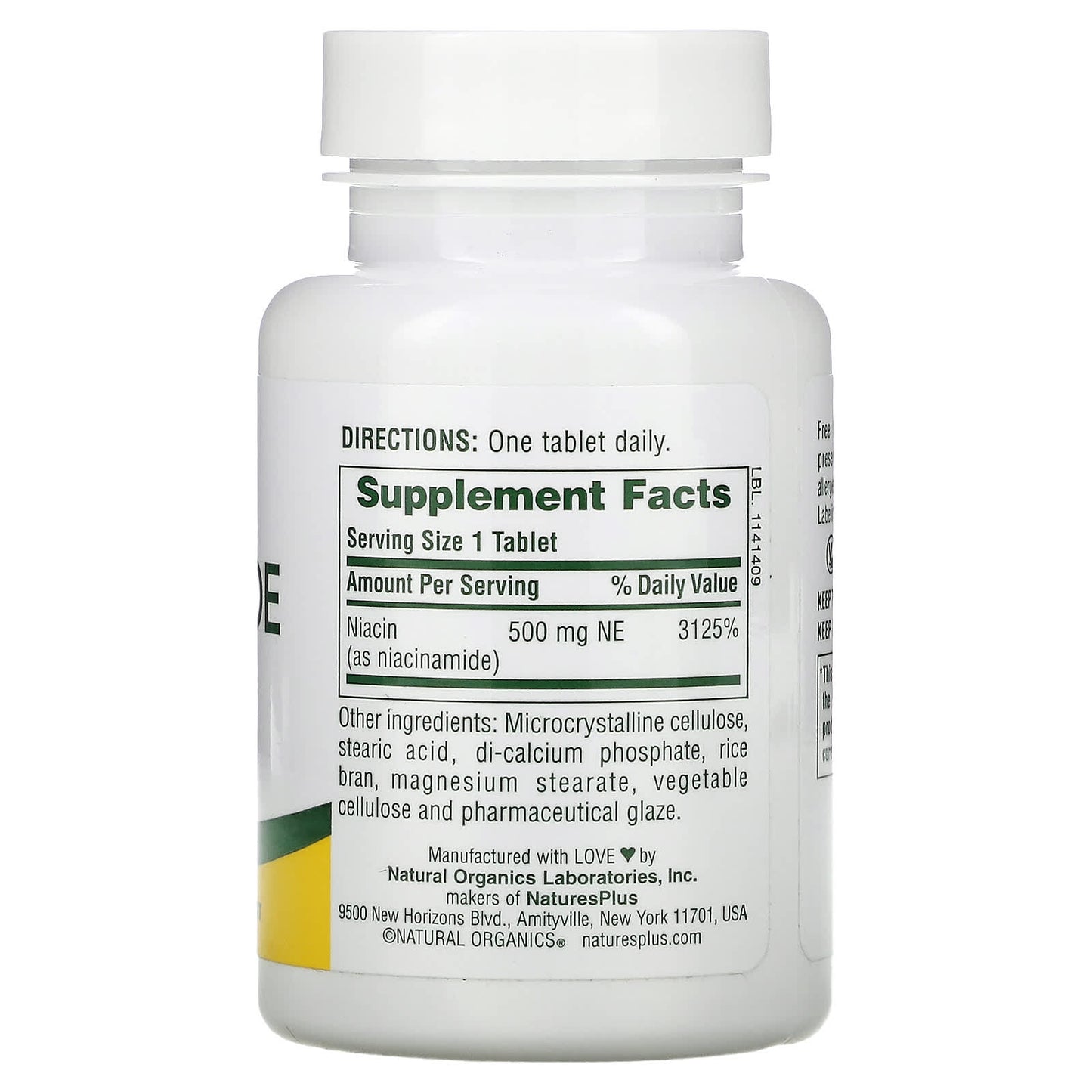 NaturesPlus, Niacinamide, 500 mg, 90 Tablets