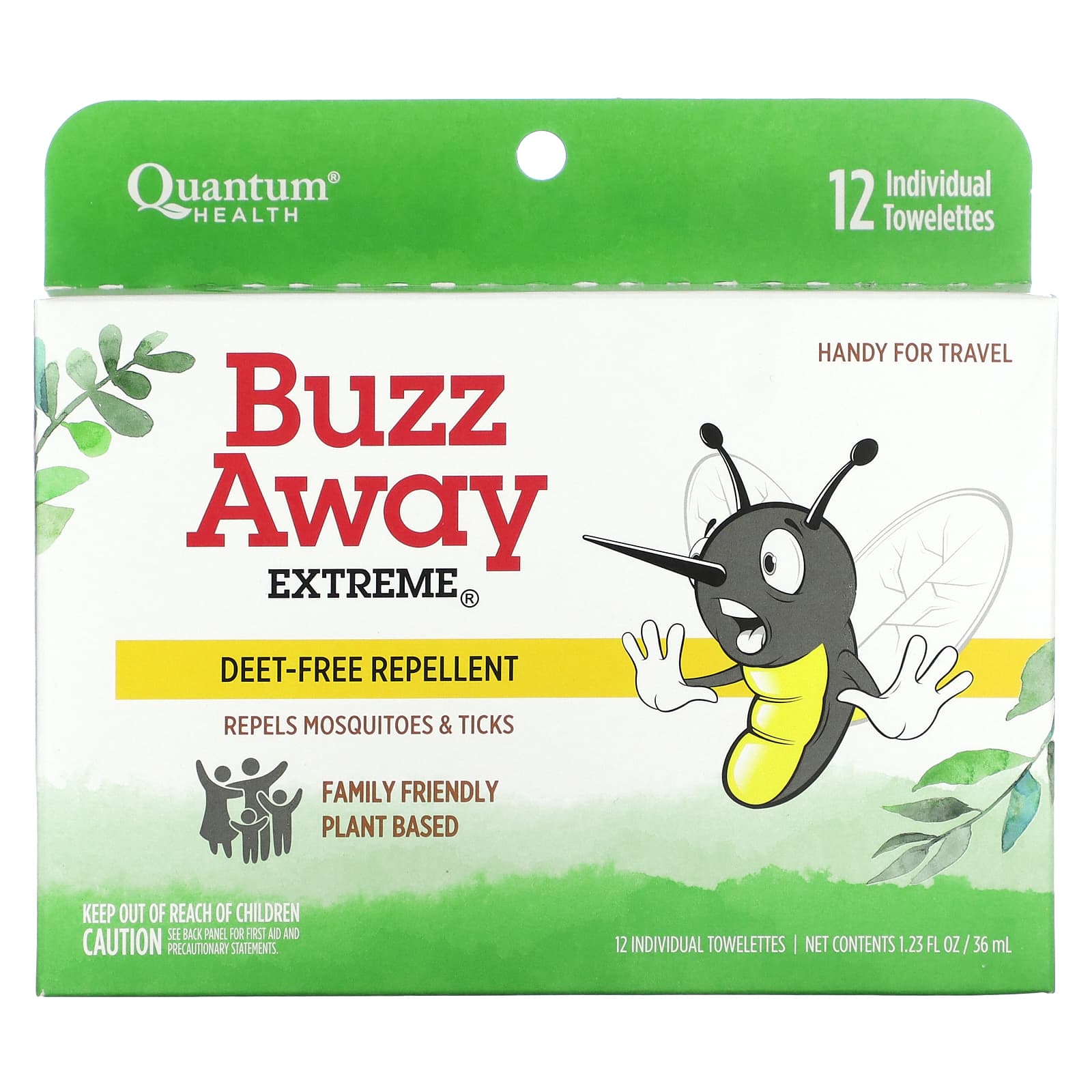 Quantum Health-Buzz Away Extreme-12 Individual Towelettes