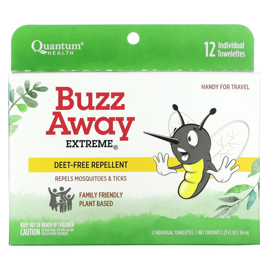 Quantum Health-Buzz Away Extreme-12 Individual Towelettes