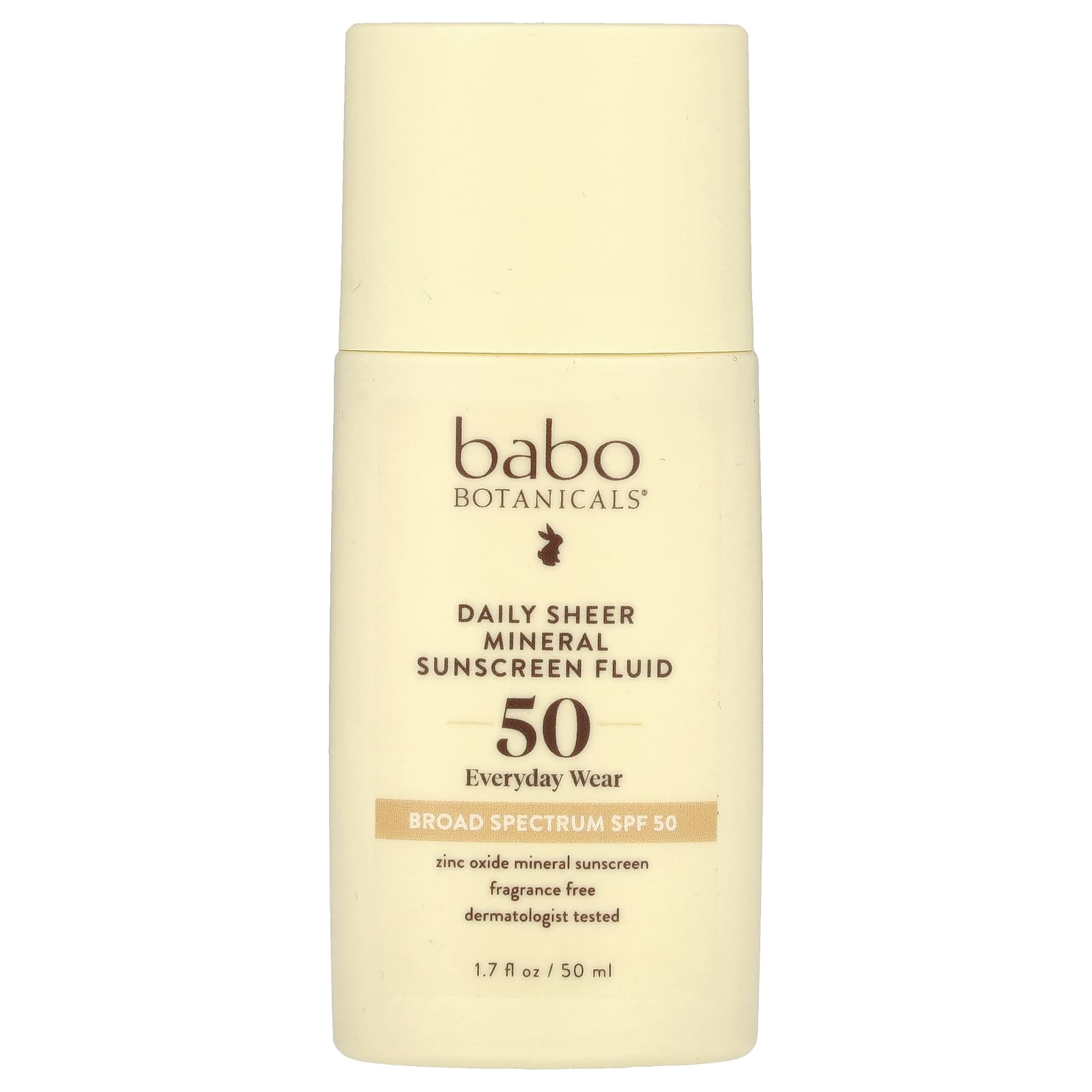 Babo Botanicals-Daily Sheer Mineral Sunscreen Fluid-SPF 50-Fragrance Free-1.7 fl oz (50 ml)