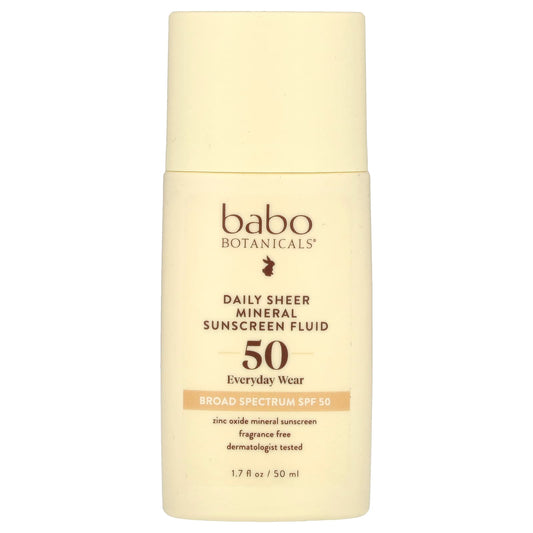 Babo Botanicals-Daily Sheer Mineral Sunscreen Fluid-SPF 50-Fragrance Free-1.7 fl oz (50 ml)