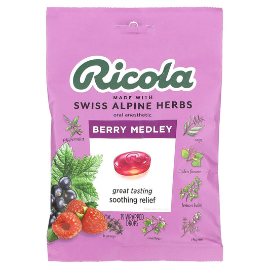 Ricola-Oral Anesthetic-Berry Medley -19 Wrapped Drops