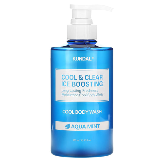 Kundal-Cool & Clear Ice Boosting-Cool Body Wash-Aqua Mint-16.9 fl oz (500 ml)