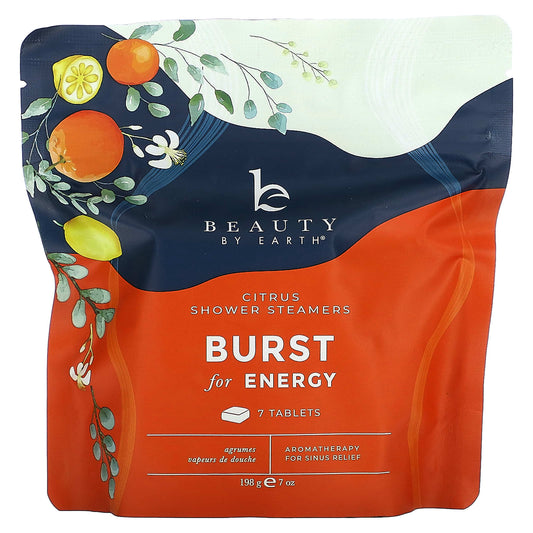 Beauty By Earth-Burst of Energy Shower Steamers- Citrus -7 Tablets-7 oz (198 g)