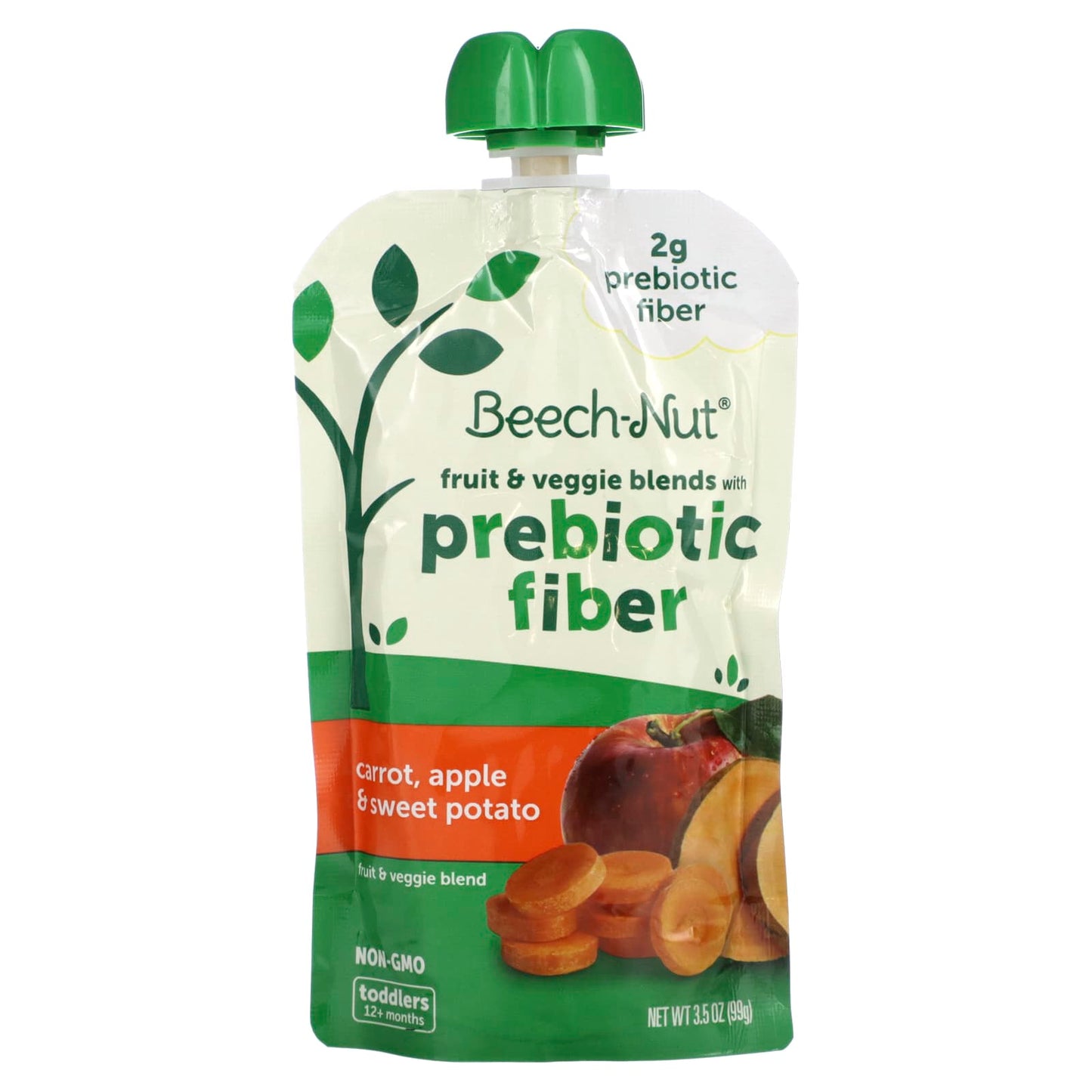 Beech-Nut-Fruit & Veggie Blends with Prebiotic Fiber-12+ Months-Carrot-Apple & Sweet Potato-3.5 oz (99 g)