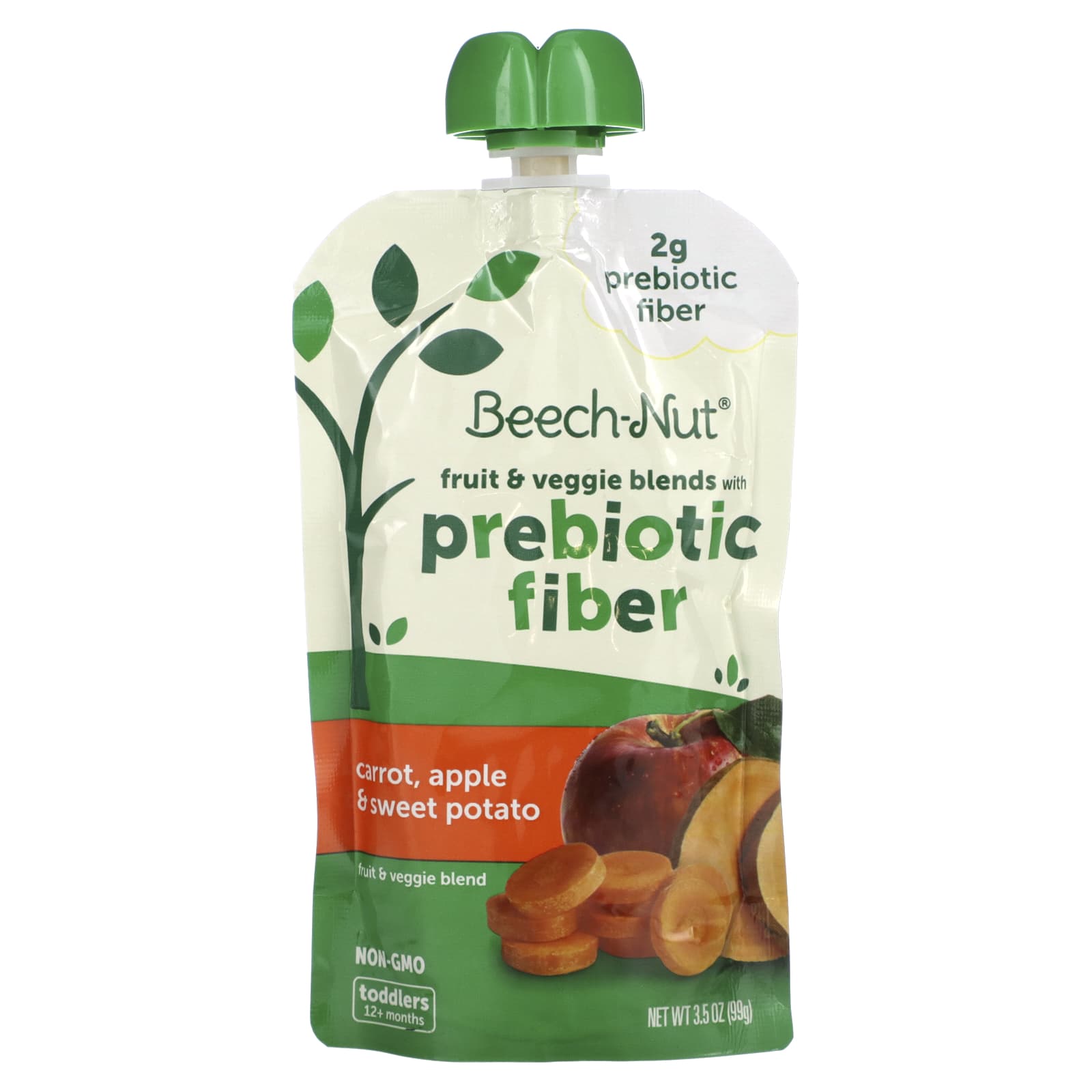 Beech-Nut-Fruit & Veggie Blends with Prebiotic Fiber-12+ Months-Carrot-Apple & Sweet Potato-3.5 oz (99 g)