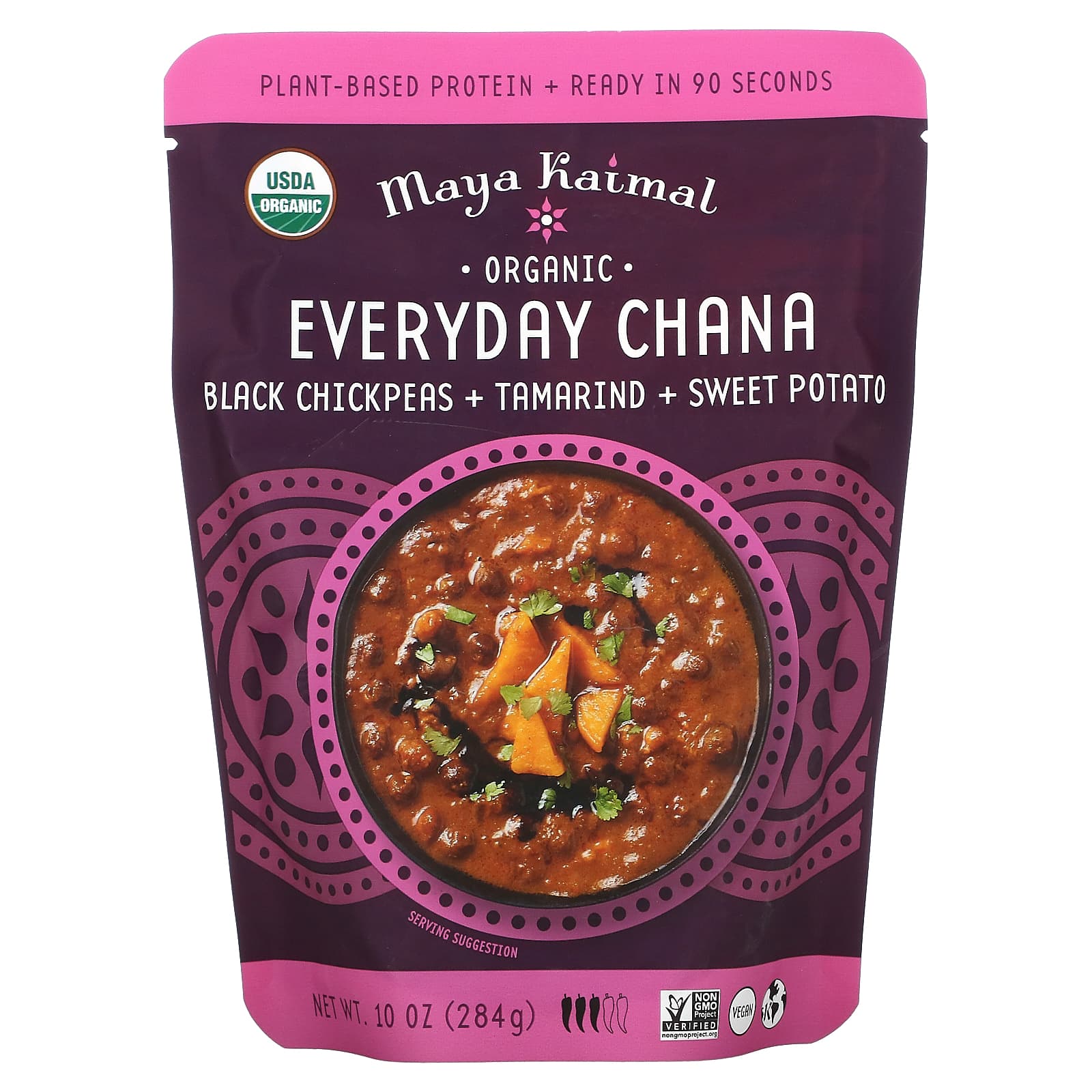 Maya Kaimal-Organic-Everyday Chana-Black Chickpeas-Tamarind-Sweet Potato-10 oz (284 g)