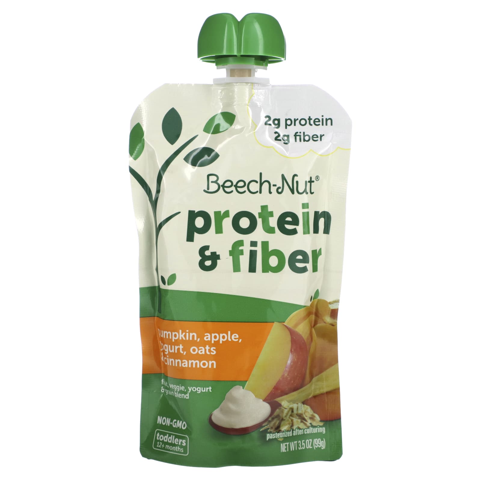 Beech-Nut-Fruit-Veggie-Yogurt & Grain Blend-Protein & Fiber-12+ Months-Pumpkin-Apple-Yogurt-Oats & Cinnamon-3.5 oz (99 g)