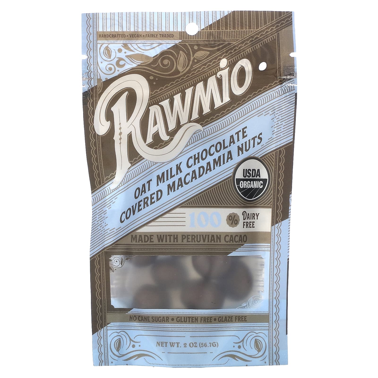 Rawmio-Oat Milk Chocolate Covered Macadamia Nuts-2 oz (56.7 g)