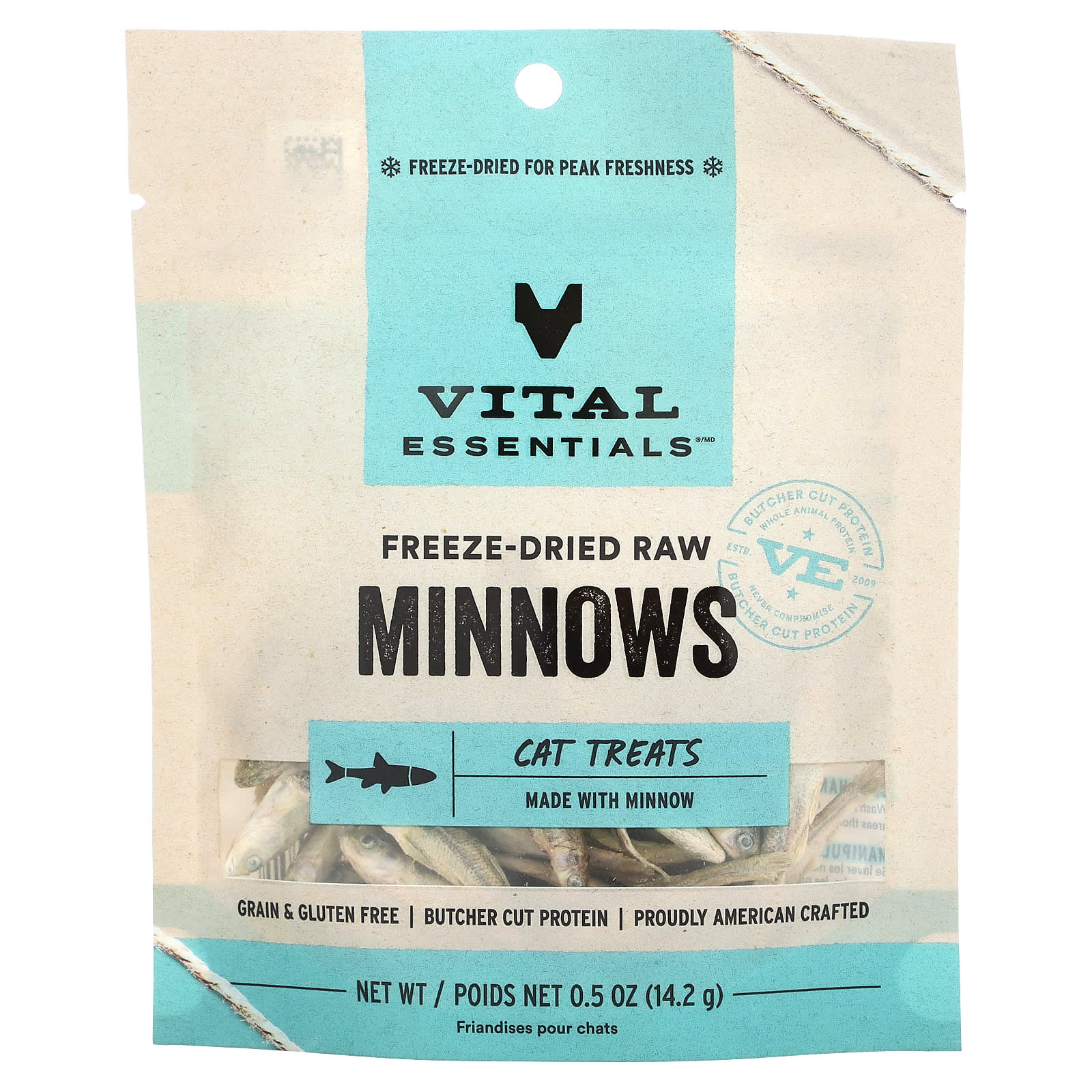 Vital Essentials-Freeze-Dried Raw Cat Treats-Minnows-0.5 oz (14.2 g)