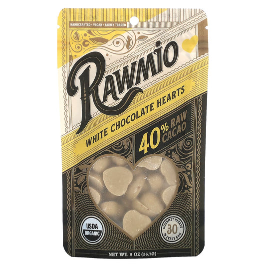 Rawmio-White Chocolate Hearts-40% Raw Cacao-2 oz (56.7 g)