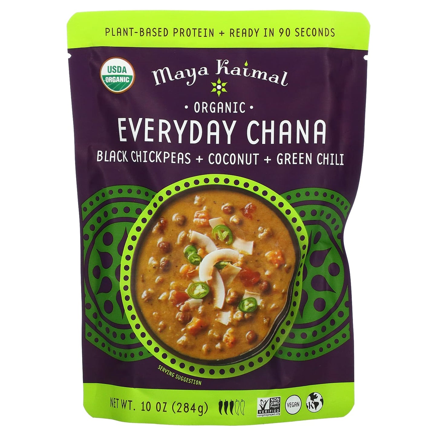 Maya Kaimal-Organic Everyday Chana-Black Chickpeas + Coconut + Green Chili-10 oz (284 g)