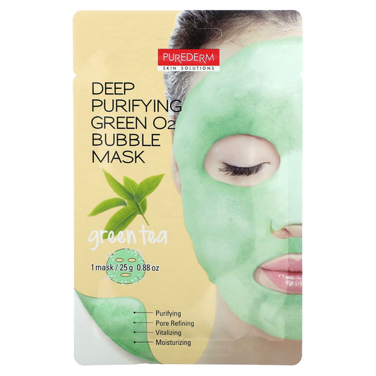 Purederm-Deep Purifying Green O2 Bubble Beauty Mask-Green Tea-1 Sheet Mask-0.88 oz (25 g)