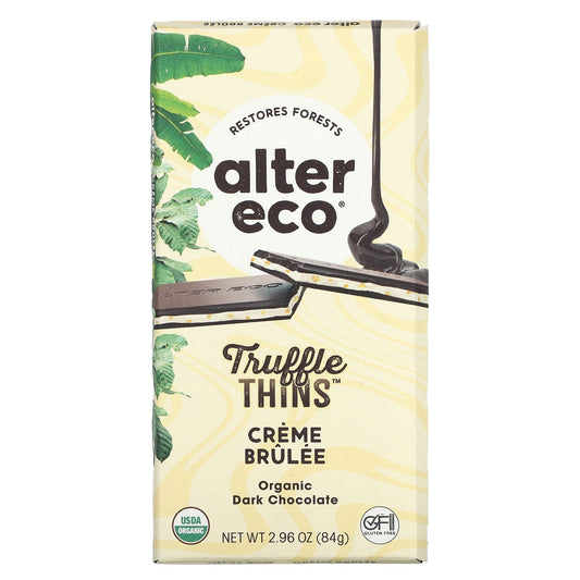 Alter Eco-Truffle Thins-Organic Dark Chocolate Bar-Crème Brûlée-2.96 oz (84 g)