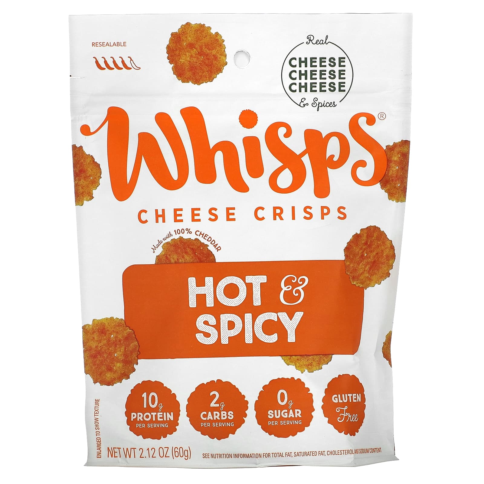 Whisps-Cheese Crisps-Hot & Spicy-2.12 oz (60 g)