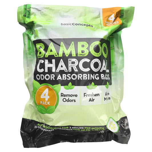 basicConcepts-Bamboo Charcoal-Odor Absorbing Bags -4 Pack