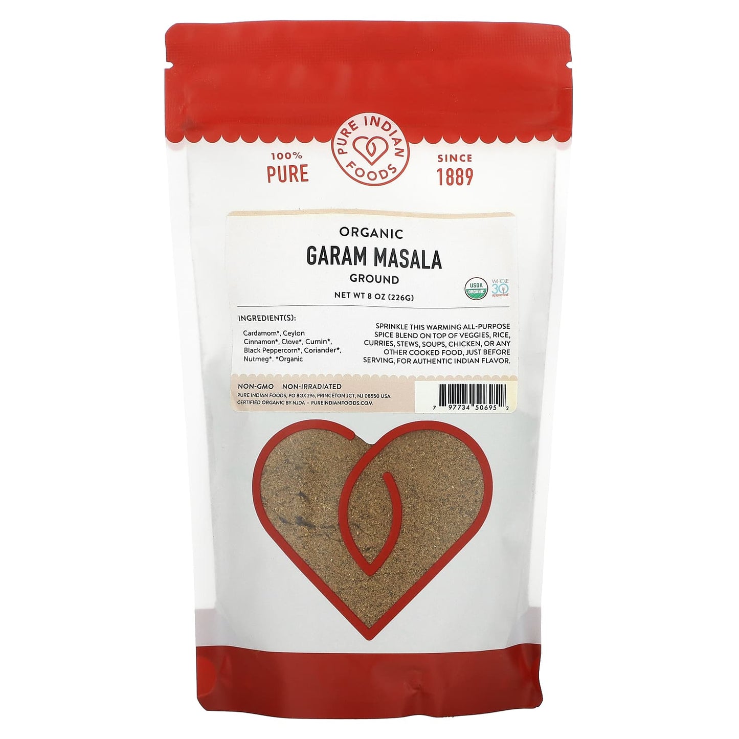 Pure Indian Foods-Organic Garam Masala-Ground-8 oz (226 g)