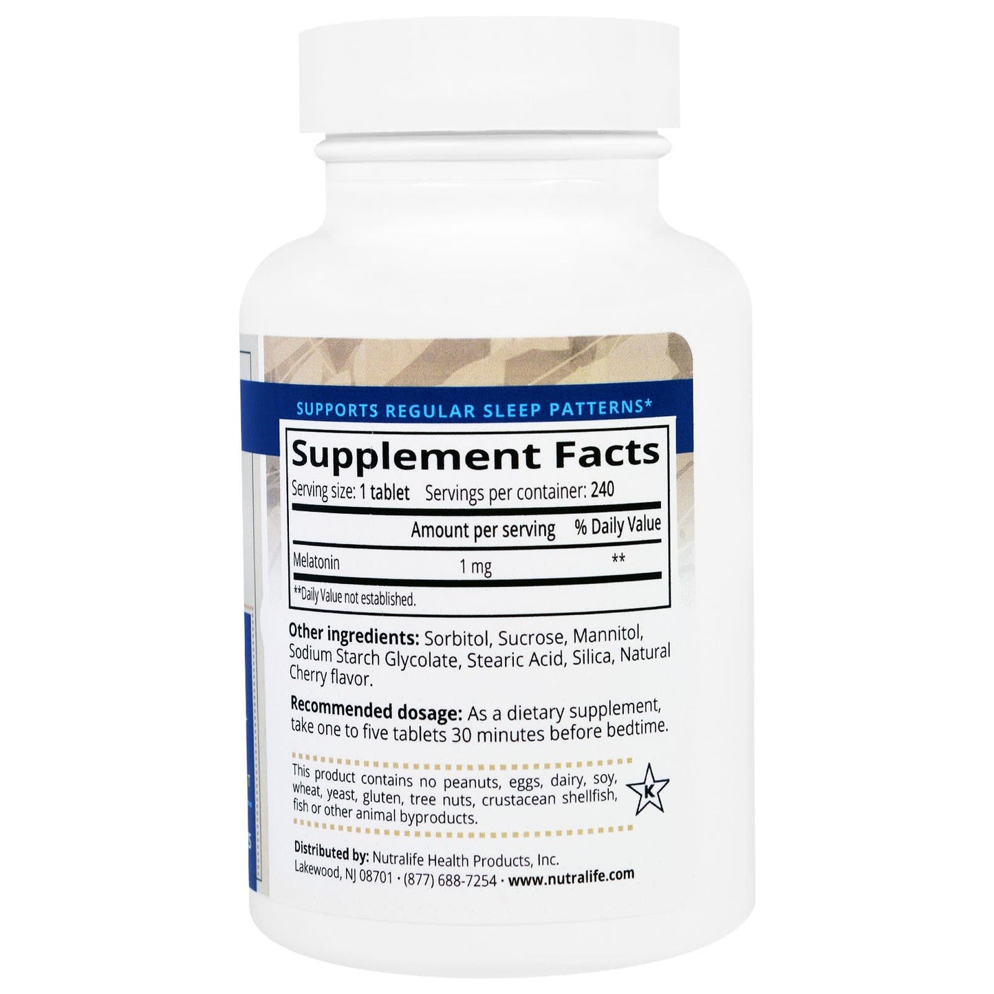 NutraLife, Melatonin, 1 mg, 240 Easy Chew Tablets