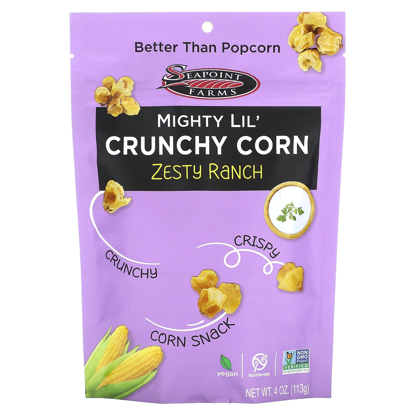 Seapoint Farms-Mighty Lil' Crunchy Corn-Zesty Ranch-4 oz (113 g)