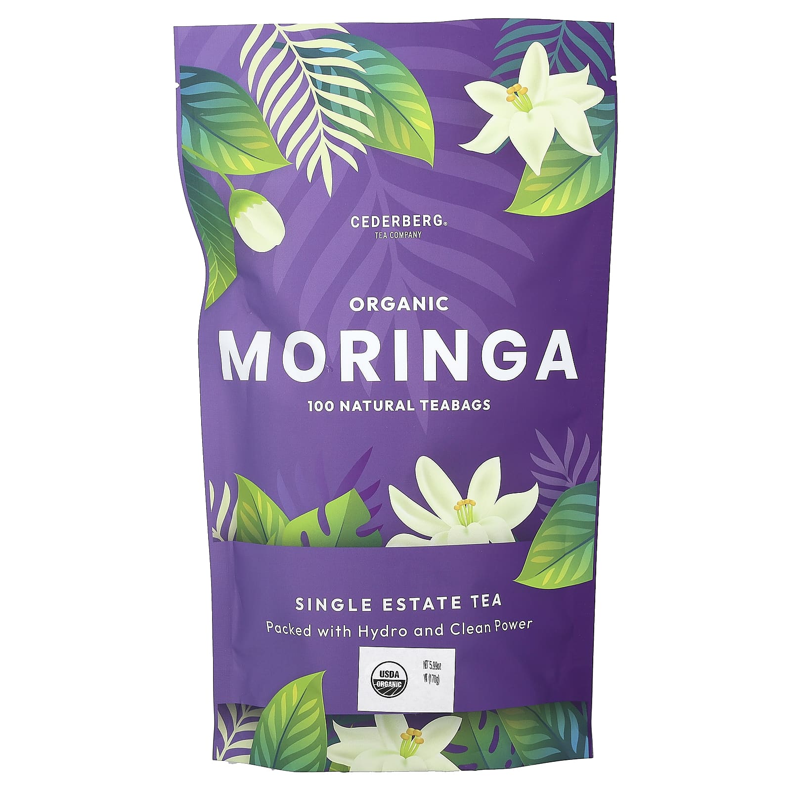 Cederberg Tea Co-Organic Moringa-Caffeine Free-100 Natural Tea Bags-5.99 oz (170 g)