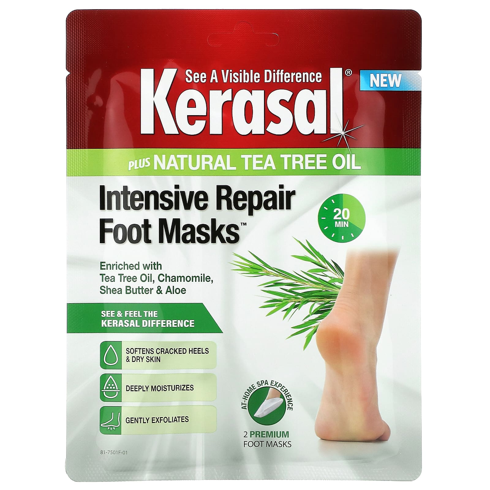 Kerasal-Intensive Repair Foot Masks Plus Natural Tea Tree Oil-2 Foot Masks