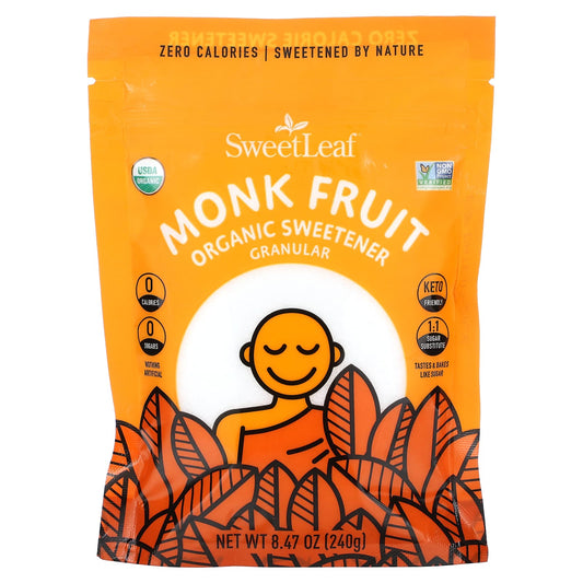 Wisdom Natural-Sweet Leaf-Monk Fruit Organic Sweetener-Granular-8.47 oz (240 g)